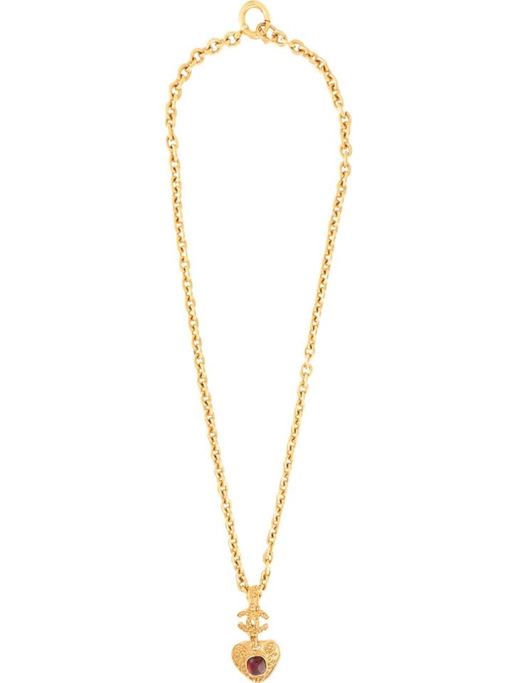 Chanel Vintage Stone Triangle Necklace - Gold