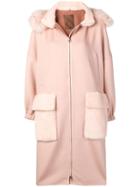 Liska Fur Trimmed Hooded Coat - Pink