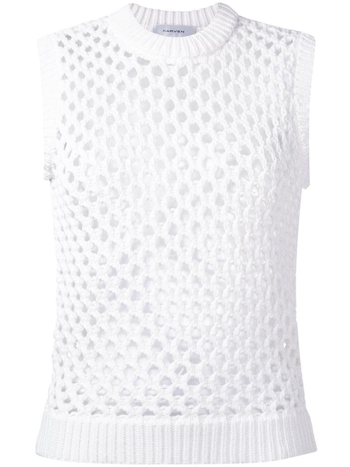 Carven - Open Knit Top - Women - Cotton/nylon - Xs, White, Cotton/nylon