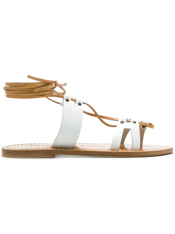Solange Multi-strap Ankle Tie Sandals - White