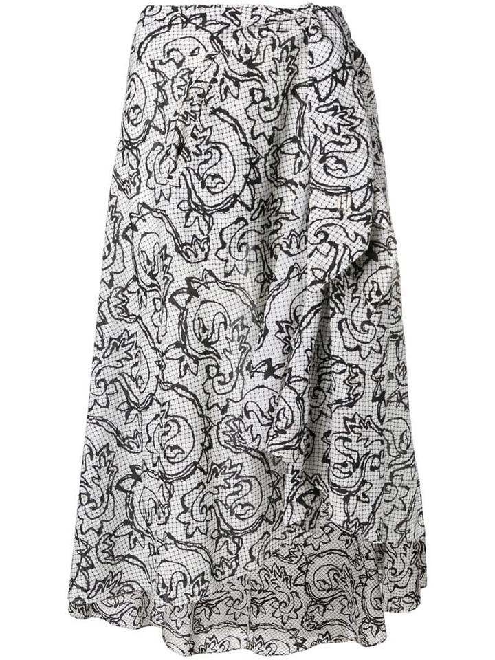 Fendi Pre-owned 1990's Sketch Floral Skirt - White