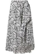 Fendi Pre-owned 1990's Sketch Floral Skirt - White