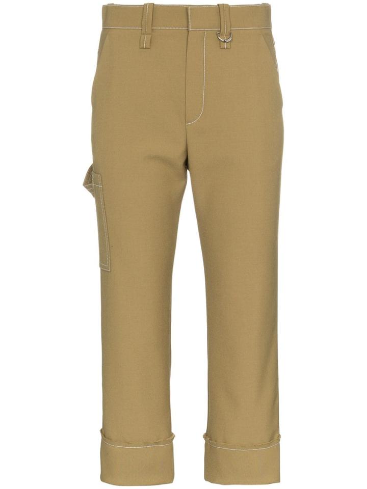 Chloé Capri Cropped Trousers With Contrasting Stitch - Green
