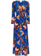 We Are Leone Silk Floral Maxi Robe - Blue
