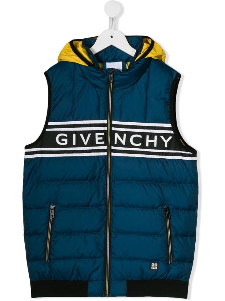 Givenchy Kids Teen Logo Colour-block Gilet - Blue