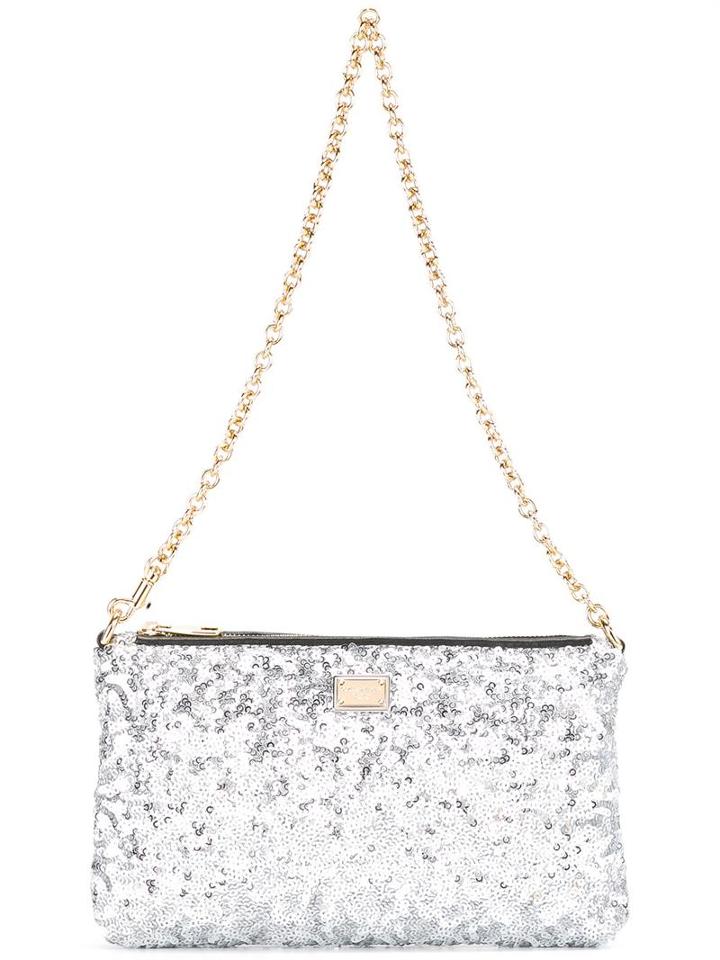 Dolce & Gabbana Mini Sequinned Shoulder Bag, Women's, Grey, Pvc