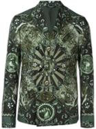 Dolce & Gabbana Carretto Siciliano Print Blazer, Men's, Size: 52, Green, Cotton/viscose