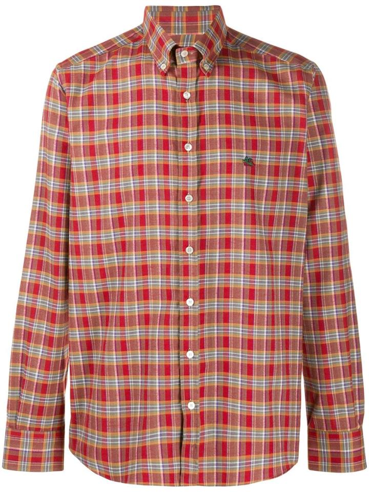 Etro Check Print Long Sleeve Shirt - Red