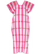 Pippa Holt Embroidered Striped Kaftan Dress - Pink