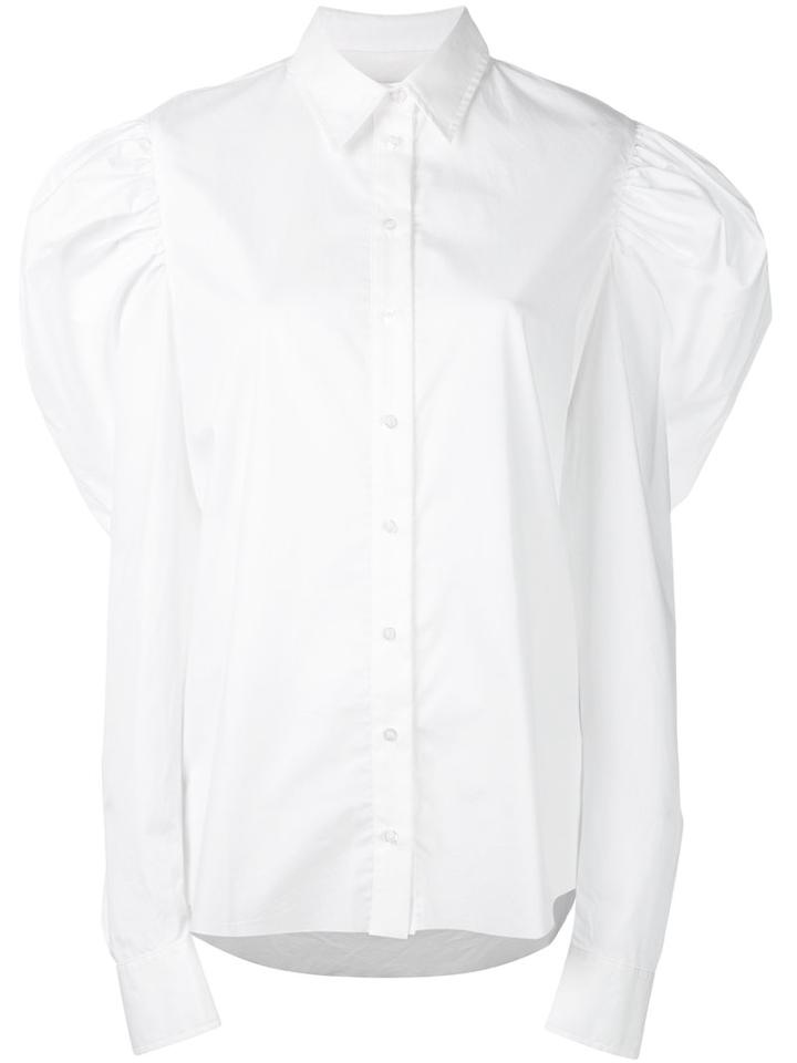 Marques'almeida - Puffball-shoulder Shirt - Women - Cotton - 10, White, Cotton