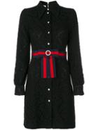Gucci - Cluny Lace Dress With Web Waistband - Women - Silk/cotton/polyamide - 40, Blue, Silk/cotton/polyamide