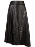 Derek Lam Leather Flare Skirt With Grommet Detail - Black