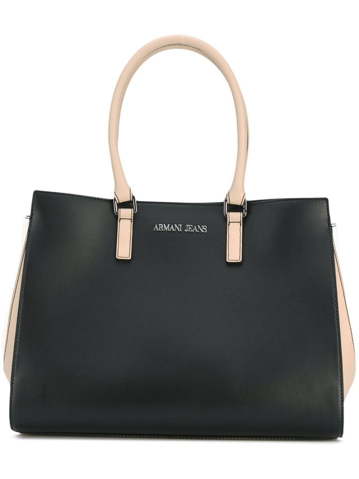 Long Double Handles Tote - Women - Cotton/polyester/polyurethane/viscose - One Size, Black, Cotton/polyester/polyurethane/viscose, Armani Jeans