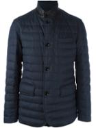 Ermenegildo Zegna Padded Jacket, Men's, Size: 54, Blue, Feather Down/lamb Skin/polyester/wool