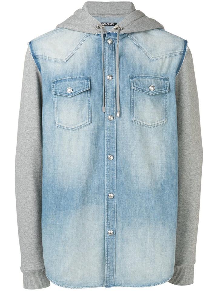 Balmain Layered Hooded Shirt - Blue