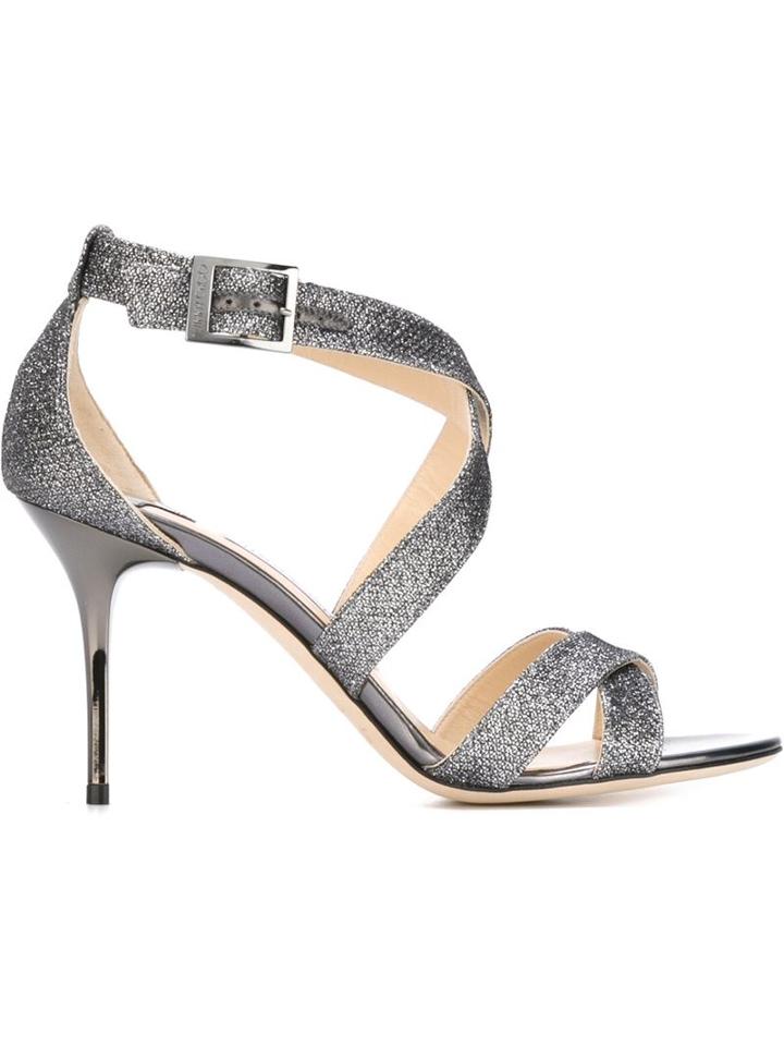 Jimmy Choo Louise Sandals, Women's, Size: 41, Grey, Leather/pvc
