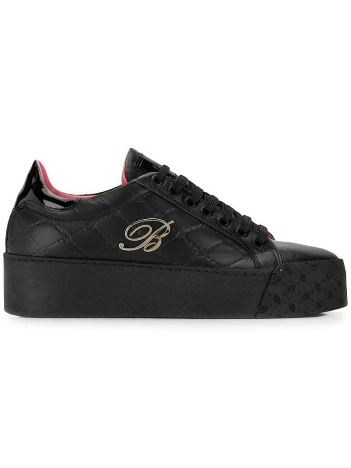 Blumarine Logo Plaque Platform Sneakers - Black