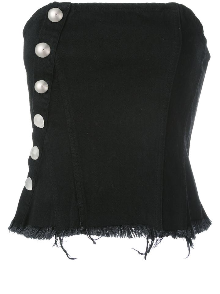 Marques'almeida - Asymmetric Fastening Strapless Top - Women - Cotton - S, Black, Cotton