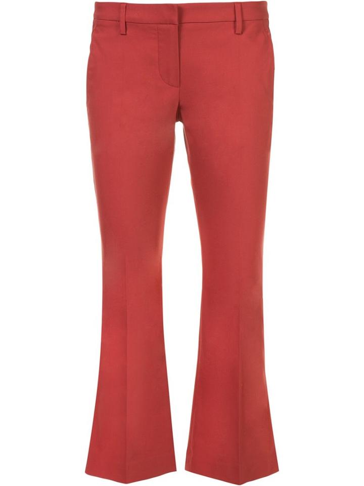 Brunello Cucinelli Flared Cropped Trousers, Women's, Size: 42, Red, Cotton/spandex/elastane