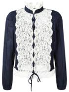 See By Chloé - Embroidered Blouse - Women - Cotton/viscose/wool - 42, Women's, Blue, Cotton/viscose/wool