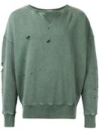 Faith Connexion - Distressed Crew Neck Sweatshirt - Men - Cotton - M, Green, Cotton