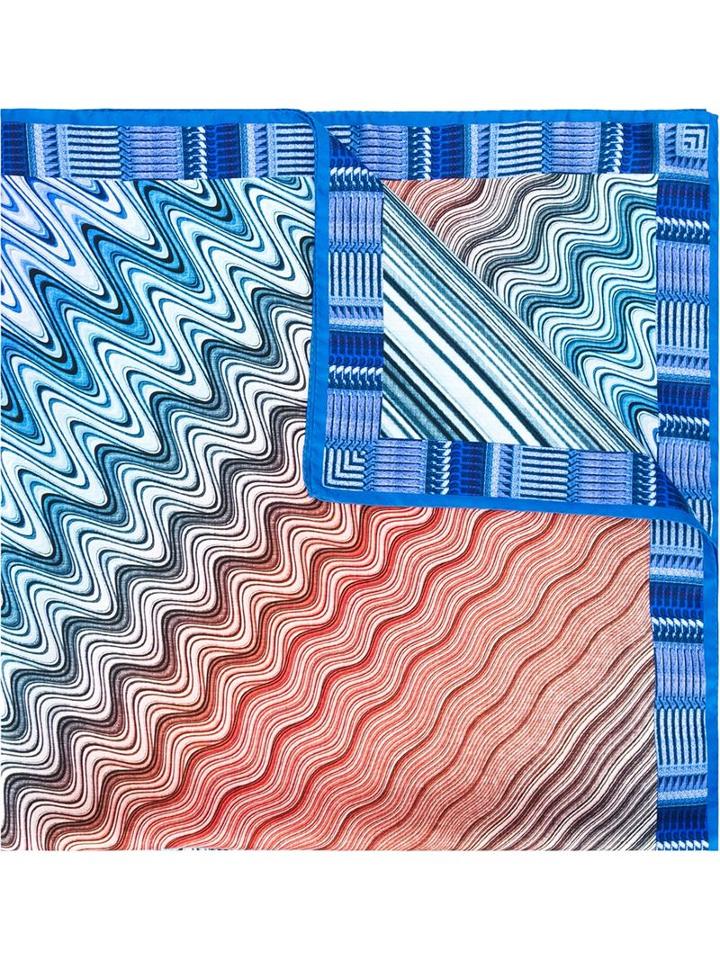 Missoni Wavy Print Scarf, Women's, Blue, Silk