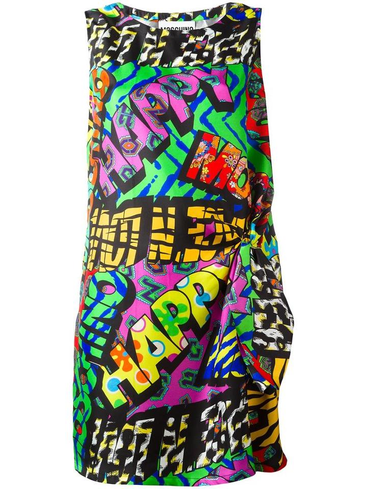 Moschino Happy Print Dress, Women's, Size: 44, Silk