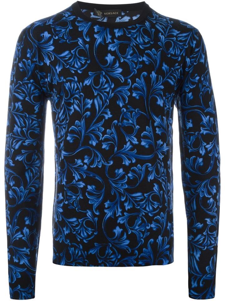 Versace 'barocco' Print Jumper, Men's, Size: 46, Black, Silk/wool
