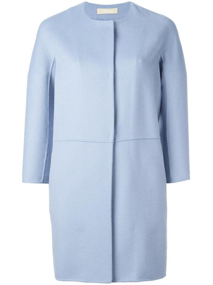 's Max Mara Collarless Coat, Women's, Size: 36, Blue, Angora/virgin Wool