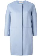's Max Mara Collarless Coat, Women's, Size: 36, Blue, Angora/virgin Wool