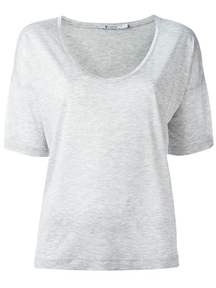 T By Alexander Wang Scoop Neck T-shirt, Women's, Size: Xs, Grey, Viscose