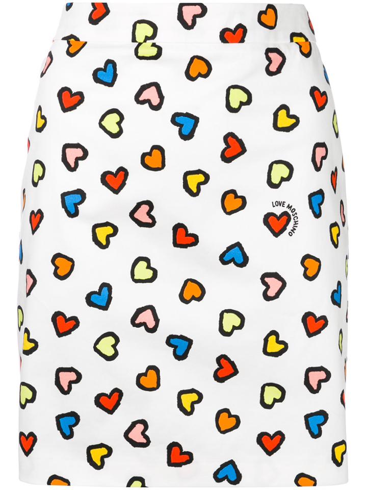 Love Moschino Heart Print Mini Skirt - White
