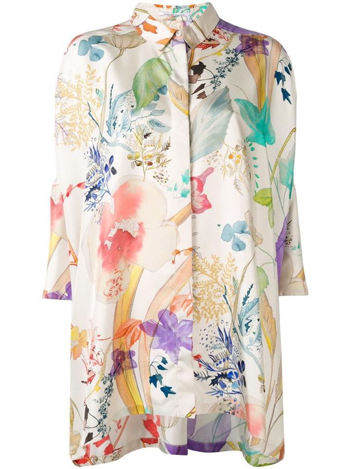 Agnona Floral Poncho Shirt - Neutrals
