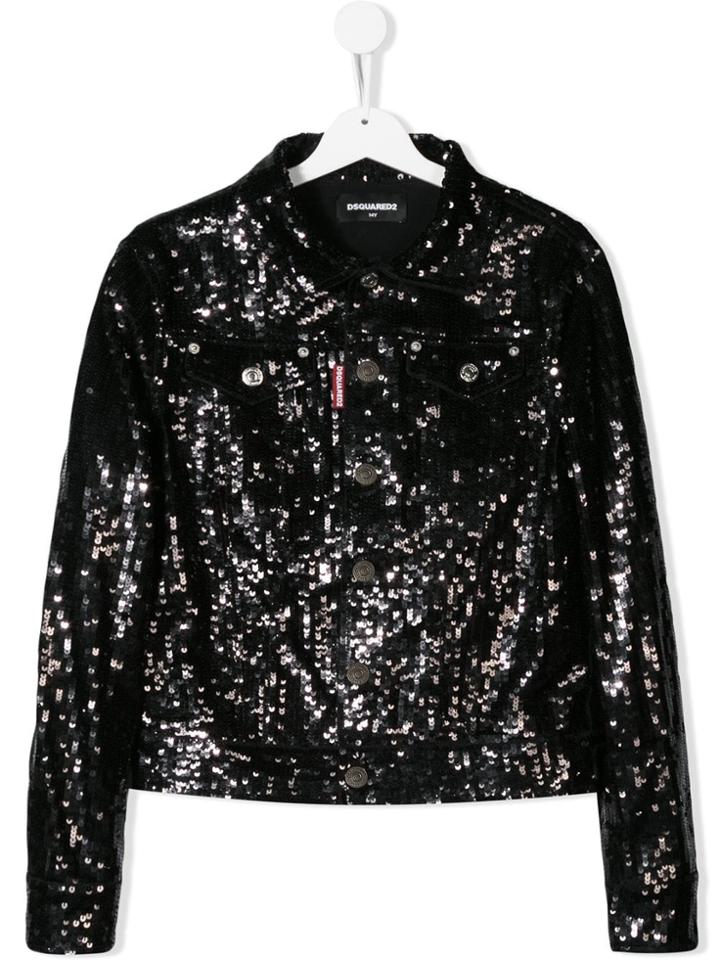 Dsquared2 Kids Teen Sequin Embroidered Jacket - Black