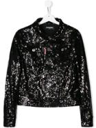Dsquared2 Kids Teen Sequin Embroidered Jacket - Black