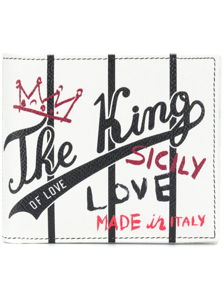 Dolce & Gabbana King Print Billfold Wallet - White