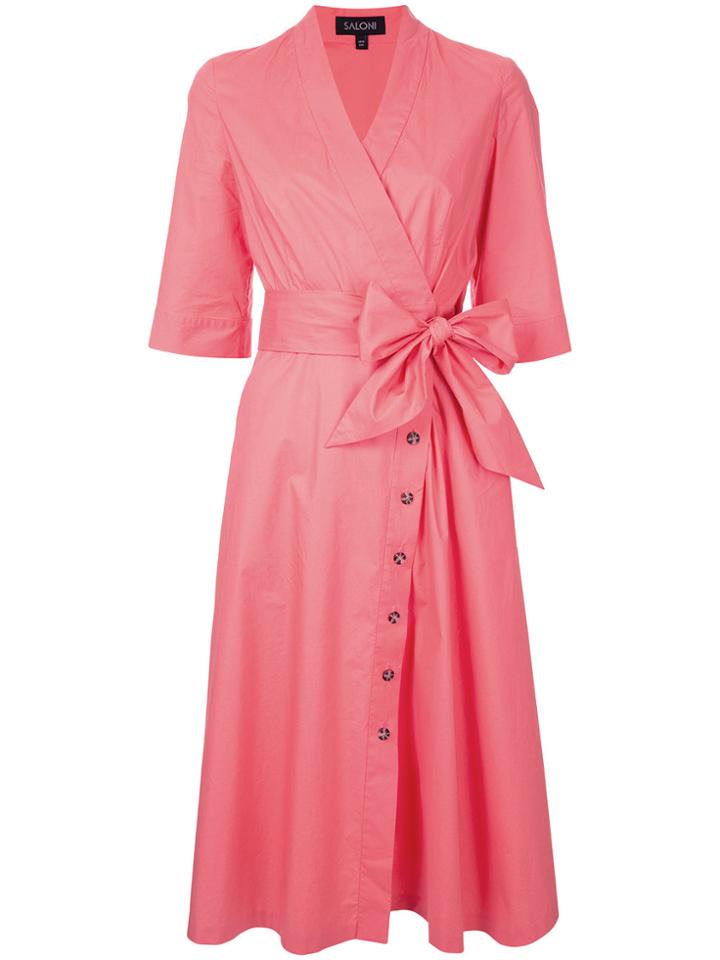 Saloni Wrap Shirt Dress - Pink & Purple