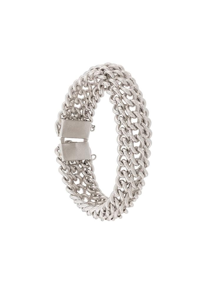 Susan Caplan Vintage 1980's Triple Curb Bracelet - Silver