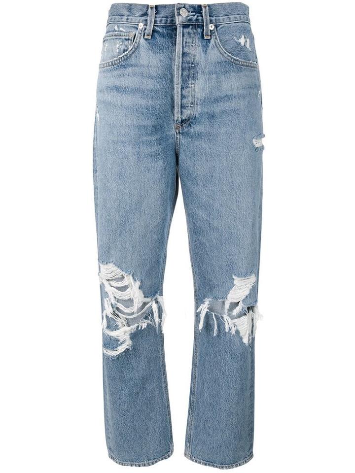 Agolde Distressed Mom Jeans - Blue