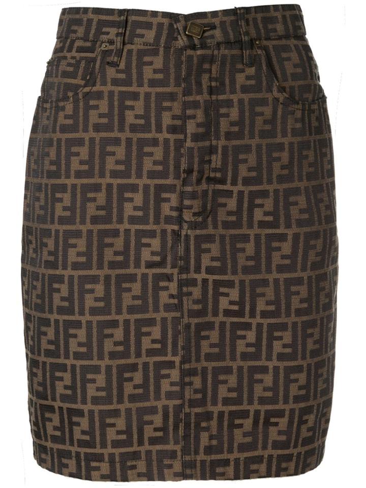 Fendi Vintage Ff Logo Mini Skirt - Brown