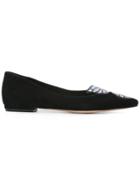 Sophia Webster Black Bibi Butterfly Suede Ballet Flats