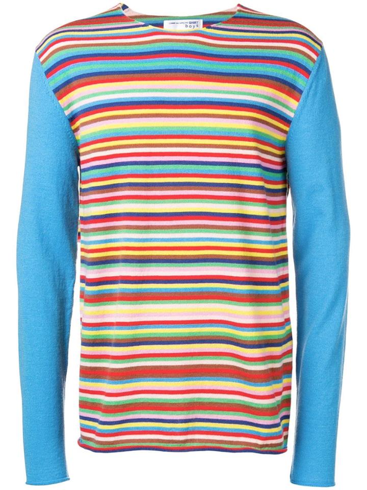 Comme Des Garçons Shirt Boys Striped Longline Sweater - Blue