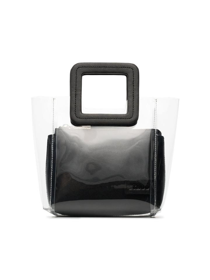 Staud Clear And Black Shirley Mini Pvc And Leather Tote