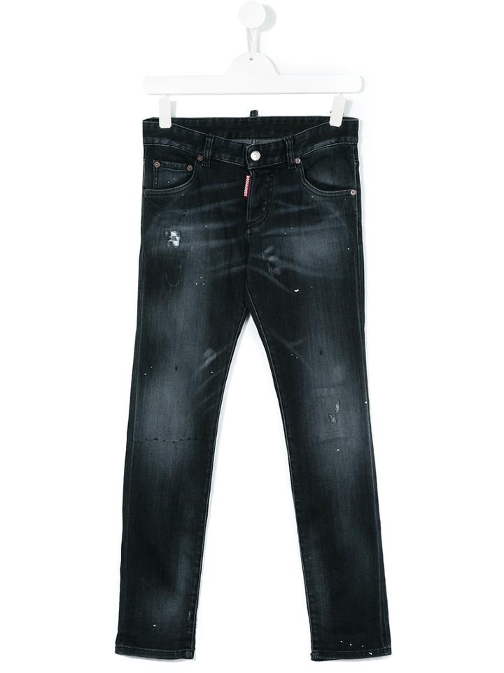 Dsquared2 Kids - Teen Stonewashed Distressed Jeans - Kids - Cotton/polyester/spandex/elastane - 14 Yrs, Boy's, Black