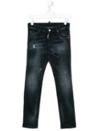 Dsquared2 Kids - Teen Stonewashed Distressed Jeans - Kids - Cotton/polyester/spandex/elastane - 14 Yrs, Boy's, Black