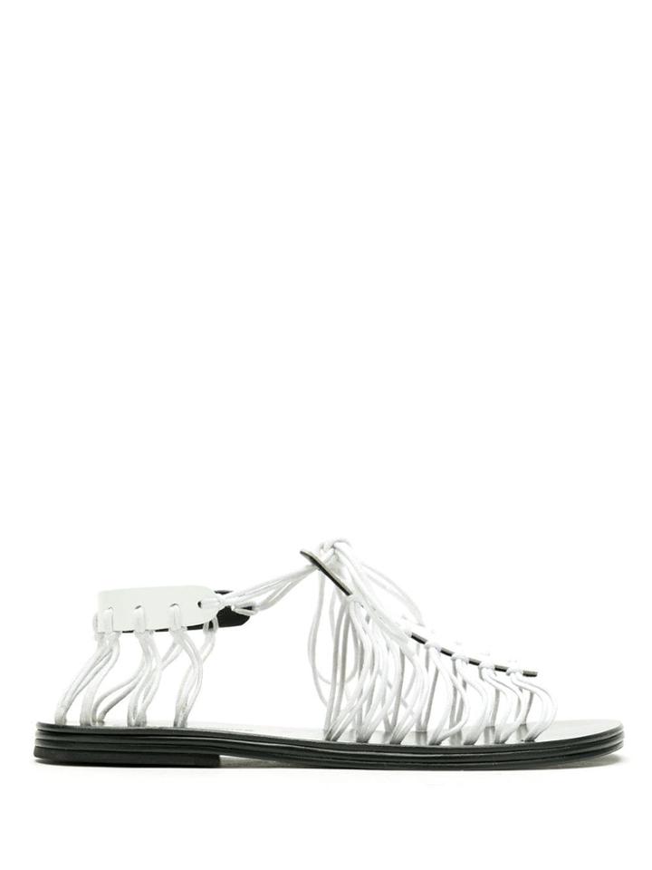 Reinaldo Lourenço Leather Flat Sandals - White
