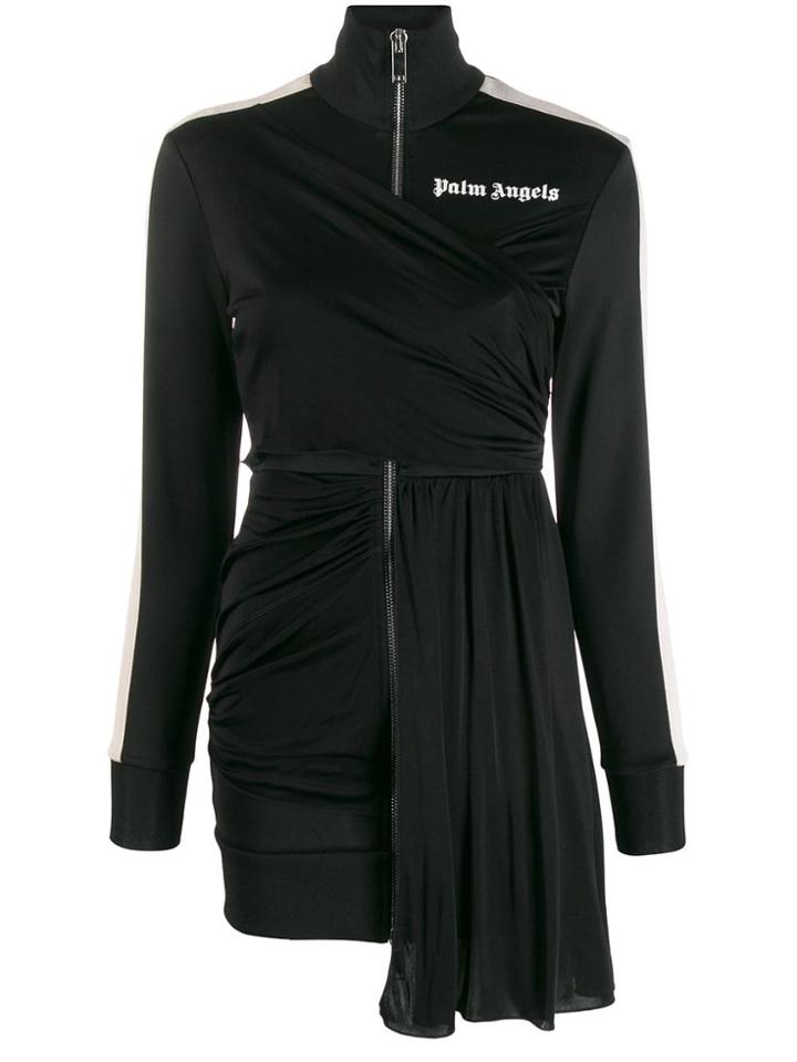 Palm Angels Draped Track-style Dress - Black