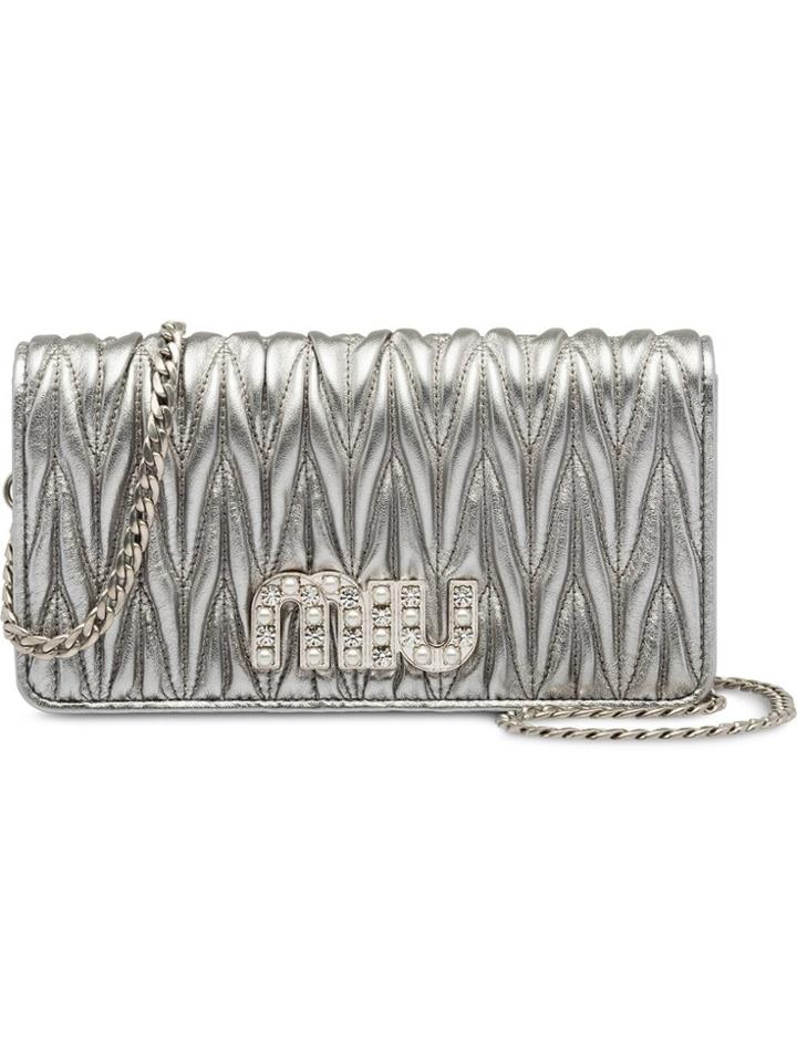 Miu Miu Matelassé Leather Mini-bag - Silver