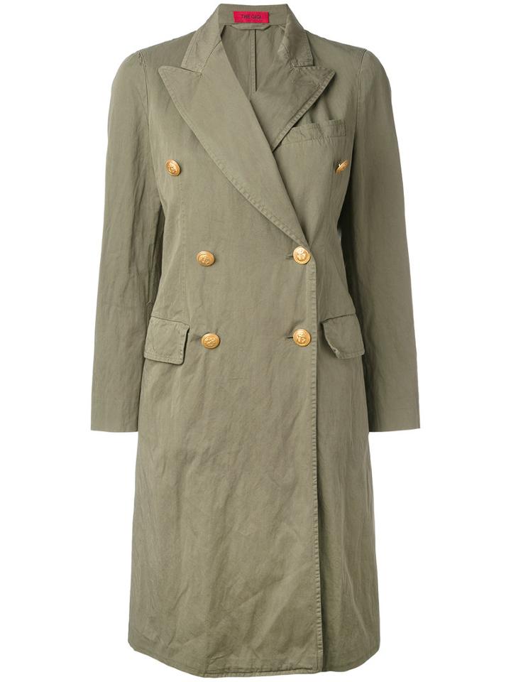 The Gigi - Double-breasted Coat - Women - Cotton/acetate/viscose/metal - 42, Green, Cotton/acetate/viscose/metal