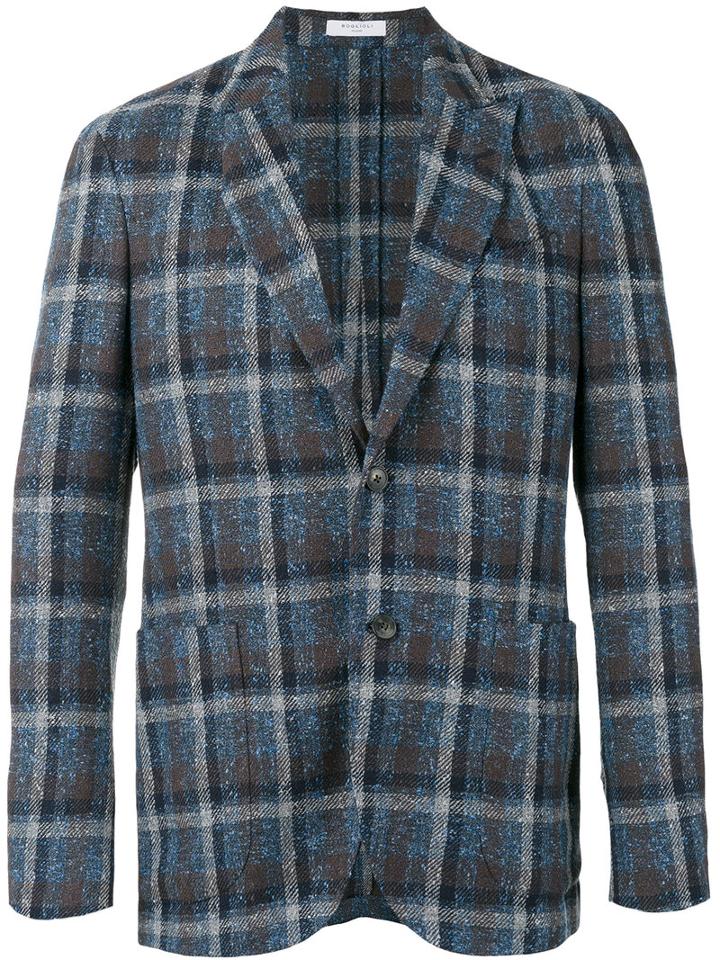 Boglioli Checked Blazer, Men's, Size: 52, Blue, Linen/flax/polyamide/cotton/cupro